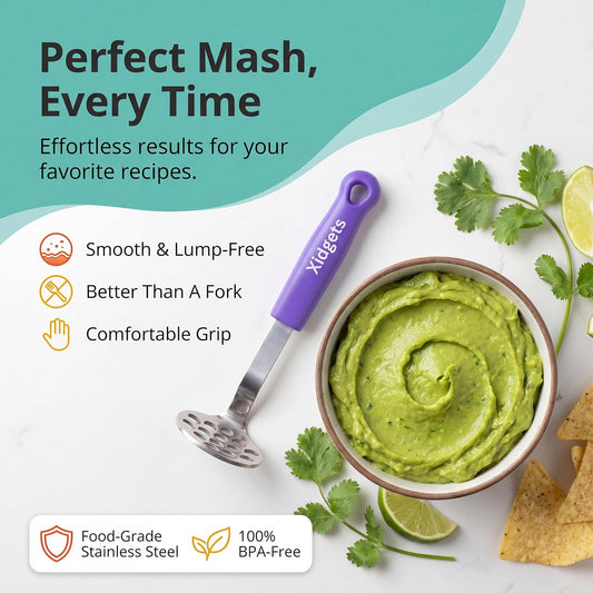 Mini Avocado Masher | Dishwasher Safe | Stainless Steel (Plum Purple)