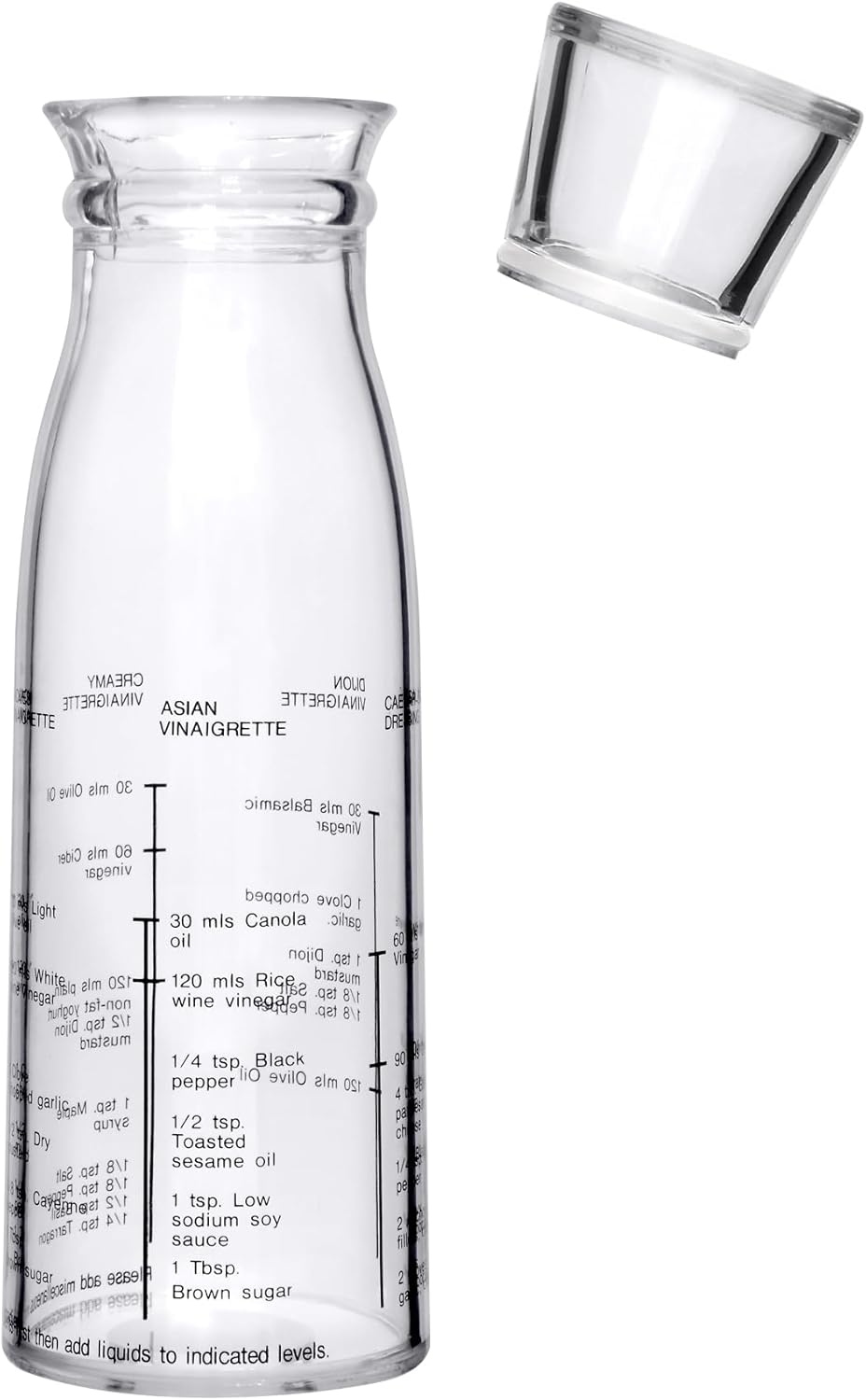Acrylic Salad Dressing Shaker with Built-In Recipe (12 oz), Plastic Vinaigrette Mixer Bottle for Homemade Dressings, BPA-Free, Dishwasher-Safe, Easy to Measure, Mix, Serve, and Store