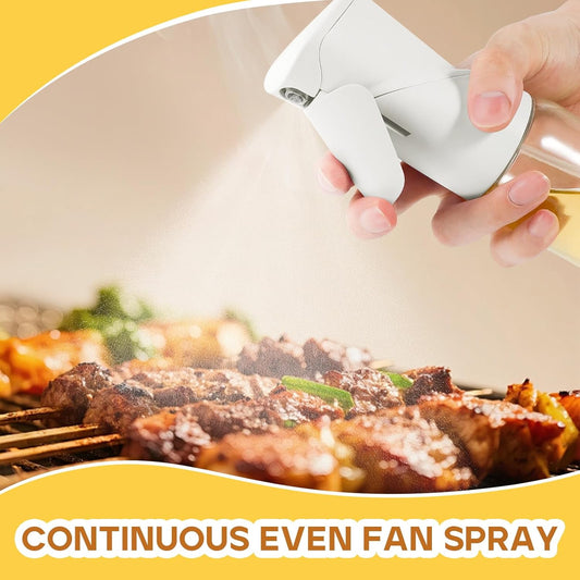 Oil Sprayer for Cooking, Upgraded 7.4oz Olive Oil Sprayer Mister, Large Olive Oil Spray Bottle for Air Fryer, Salads, BBQ & Kitchen, Professional Oil Sprayer with Even Mist(White)