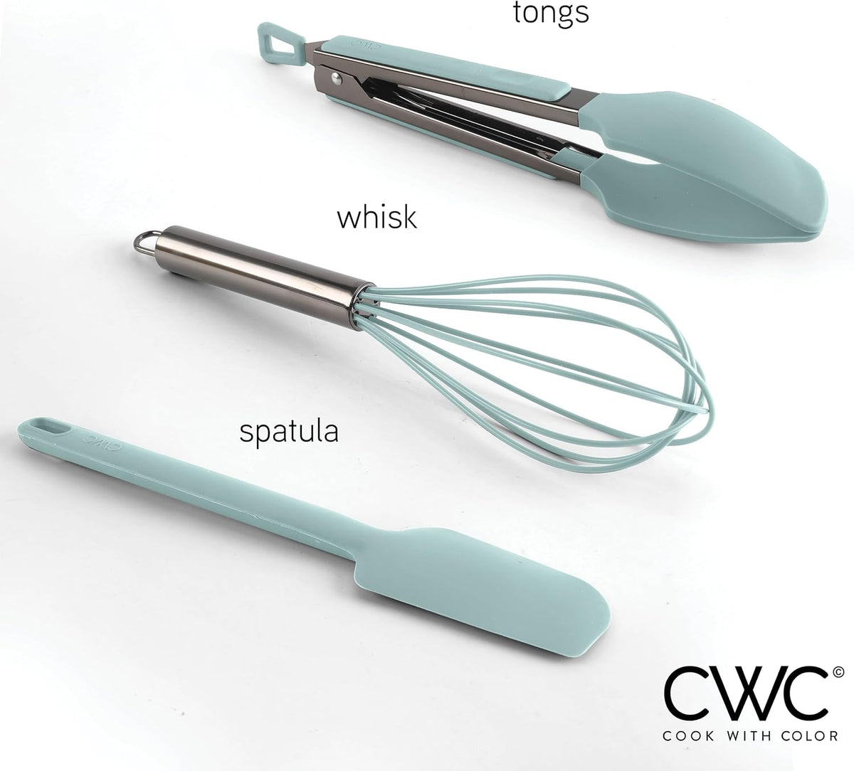 Stainless Steel Silicone Tipped Kitchen & BBQ Tongs Set, Utensils, Grey