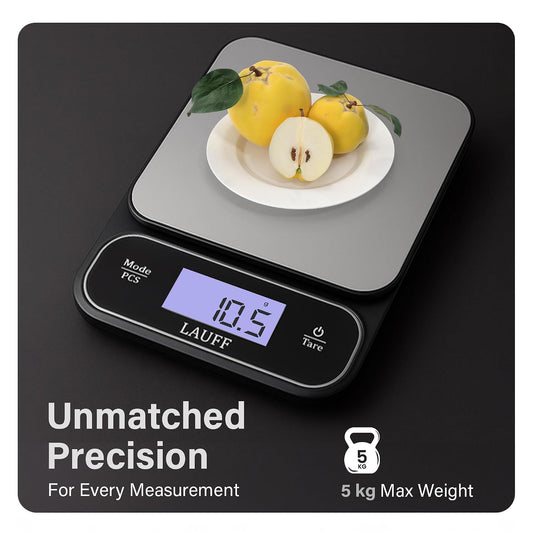 Digital Food Scale, Weighs Scale, Kitchen Scales, Food Scales messaures in Grams and Ounces with 0.01oz/1g Precise, Waterproof Kitchen Scale for Baking & Meal Prep with LCD Display (0.1g/5KG)
