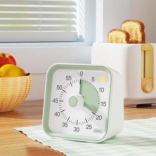Visual Timer for Kids, Countdown Timer with Pause Function, White | Timer for Kitchen Cooking, Classroom, Study, Toddler, ADHD, Cute Timer Clock, Alarm 3 Volume Levels, Light Indicator