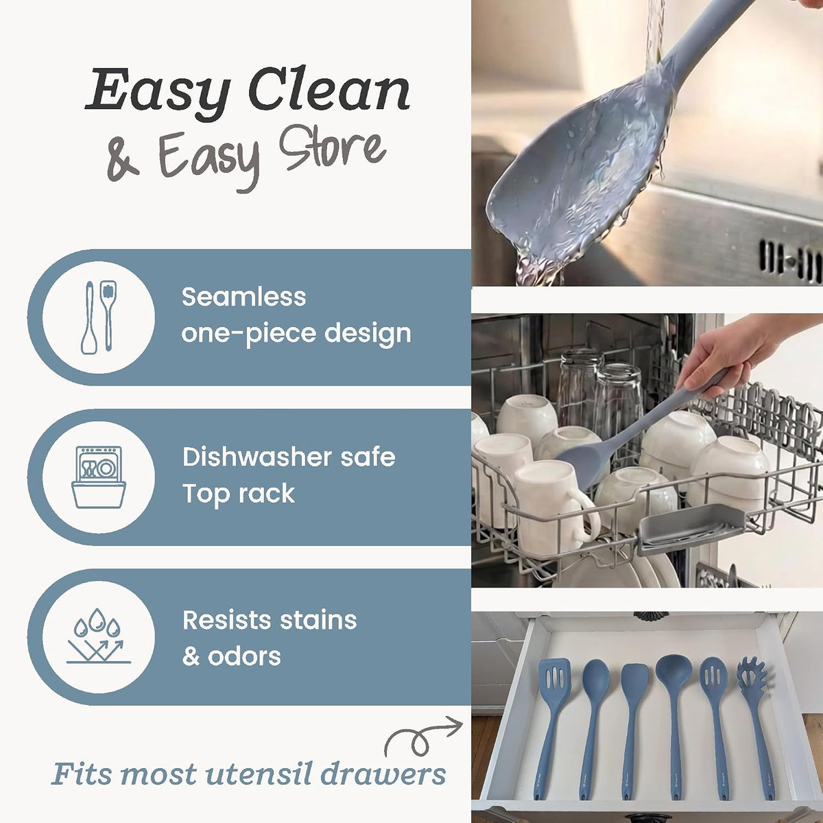 Starpack Like a Boss XL Silicone Cooking Utensils Set (6-Piece, 13.5") - LFGB Certified, 600°F Heat Resistant, BPA-Free - Heavy-Duty Steel Core, Dishwasher Safe - for Nonstick Cookware, Earthy Pink