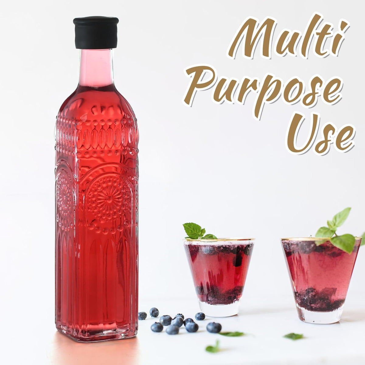 1-Pack Glass Oil Dispenser 500ML/17OZ, Vinegar Bottle with Stainless Steel Pourer, Brush, Funnel, Seal Cap (Sunflower)