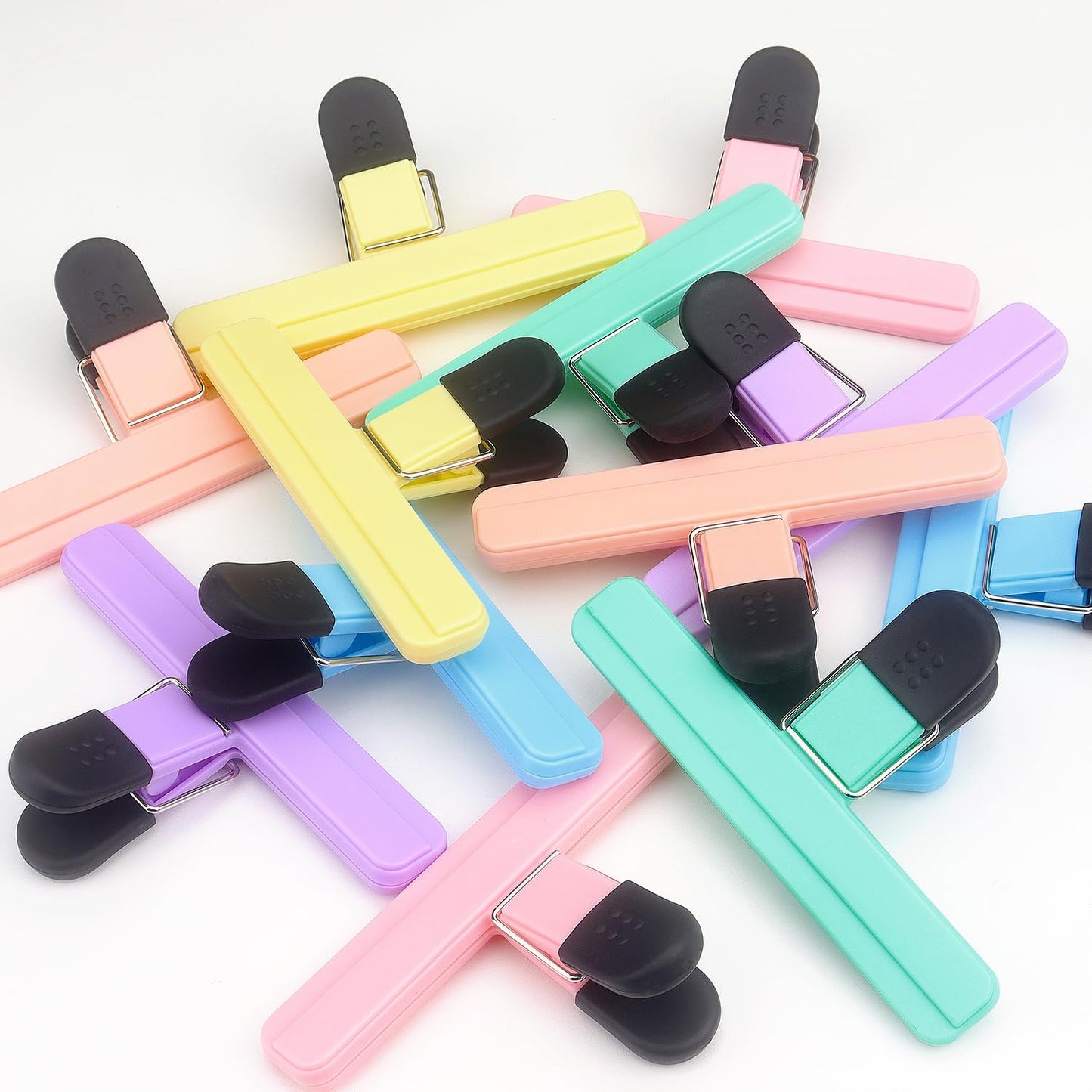 6 Pack Chip Clips, Food Clips, 3 x 2.5 Inch, Assorted Color | Bag Clips Plastic Heavy Duty Seal Grip