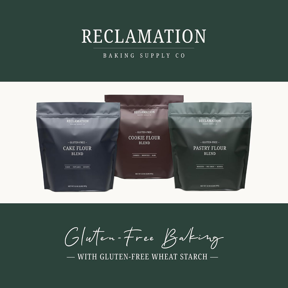 Reclamation Gluten Free Biscuit & Pastry Flour Blend 2 lb - Substitute 1:1 - Perfect for Biscuits, Scones, Pie Crust, Muffins, Quick Breads, and More - Rice Free - Made With Gluten-Free Wheat Starch