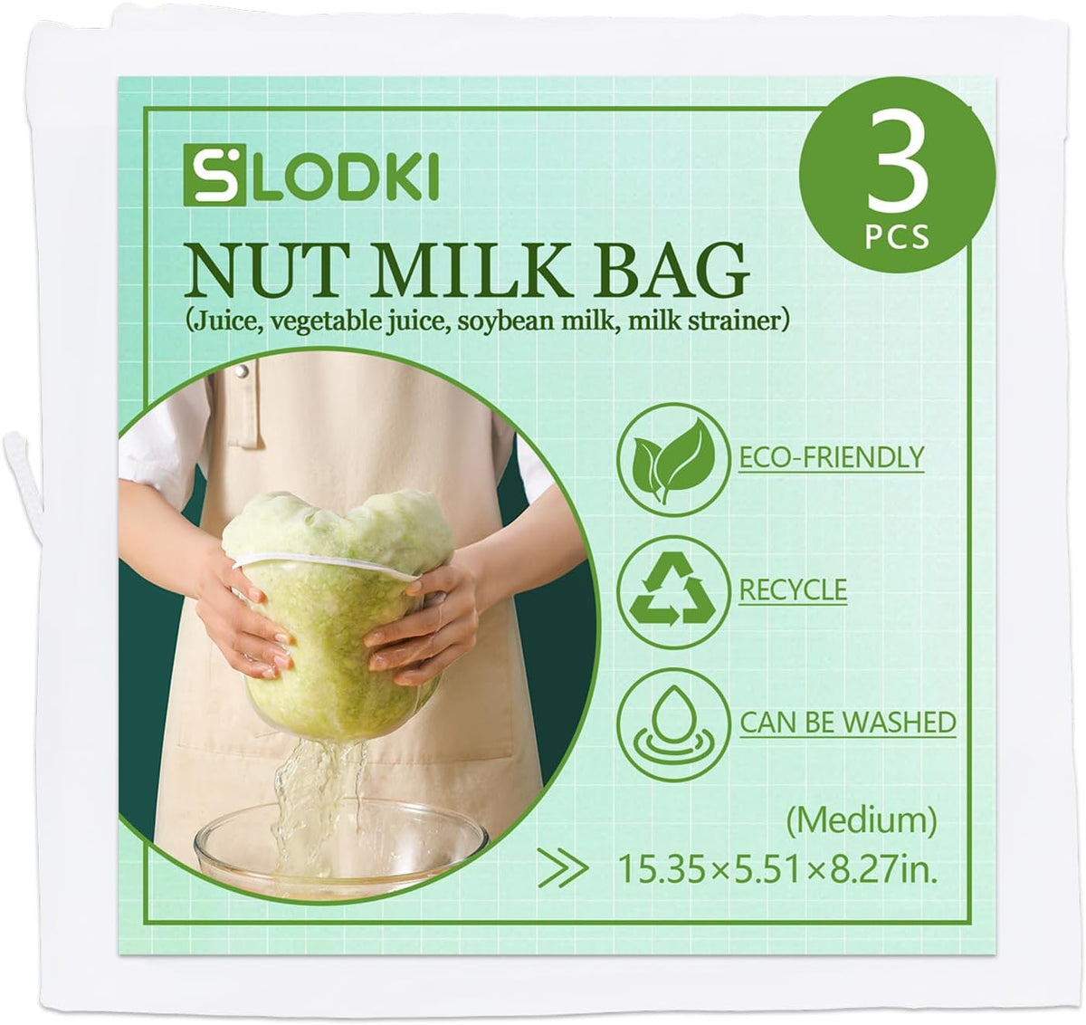 Cheese Cloth Bag For Straining, Nut Milk Bag - Reusable Straining Bags For Nut Milk, Soy Milk, Dumpling Fillings, And More (3, S) (3, L)