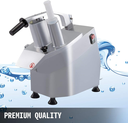 110V Commercial Food Processor 2 Feeding Holes, 550W Electric Vegetable Slicer 1600 RPM, Stainless Steel Vegetable Processor Detachable 6-blades, 3mm/4mm/7mm Shred, 2mm/4mm Slice