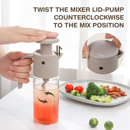 Salad Dressing Mixer Shaker 10oz | Salad Dressing Cruet Gray Color Glass Bottle