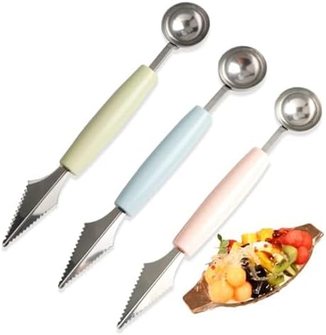 2 Pcs Stainless Steel Melon Baller Scoop,Fruit Decoration Carving Knife for DIY Cutting and Scooping Watermelon,Cantaloupe,Ice Cream