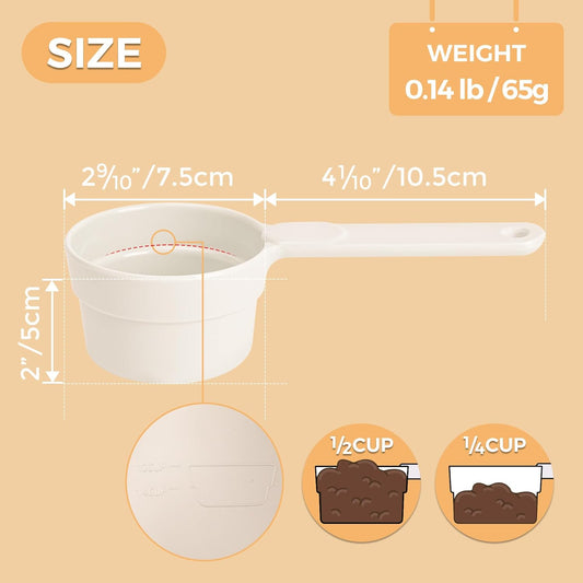 ComSaf Dog Food Scoop 1/2 Cup, Pet Food Measuring Cup for Dogs and Cats | Pet Food Scooper, Half-Cup Portion Measure, Long Handle, Dry Kibble, Multi-Pet Feed Portions, Dishwasher Safe