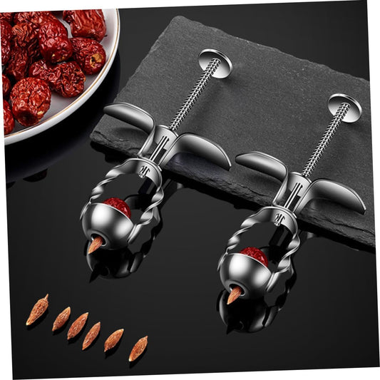 Red Date Core Pitter Tool Portable Cherry Pitter Remover for Home Kitchen Stainless Steel Easy to Use Fruit Pit Remover for Cherries Compact Design