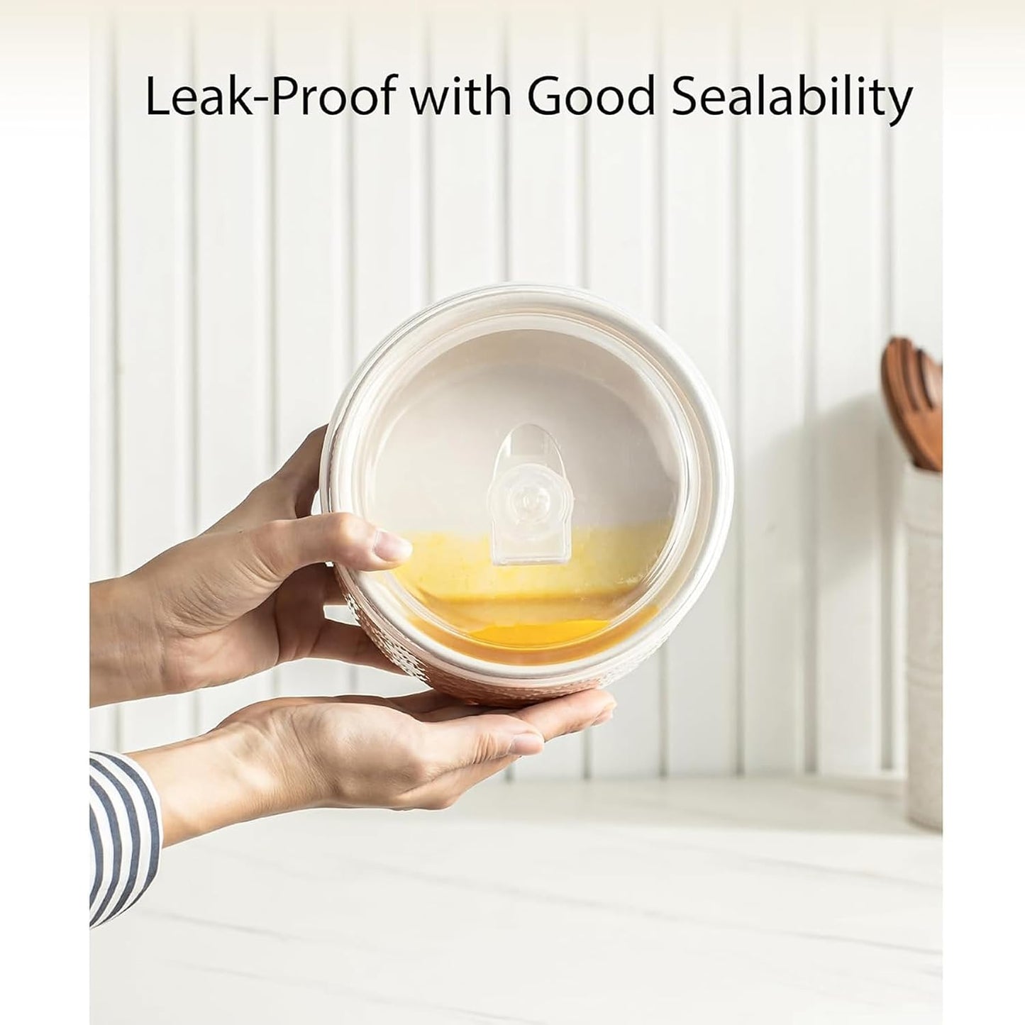 Serving Bowls with Lids, Ceramic Embossed Nesting Mixing Bowls, Set of 4, Serving Bowls Set for Food Storage, Popcorn, Salad etc, Microwave & Dishwasher Safe, 10/18/33/50 OZ, Off-White