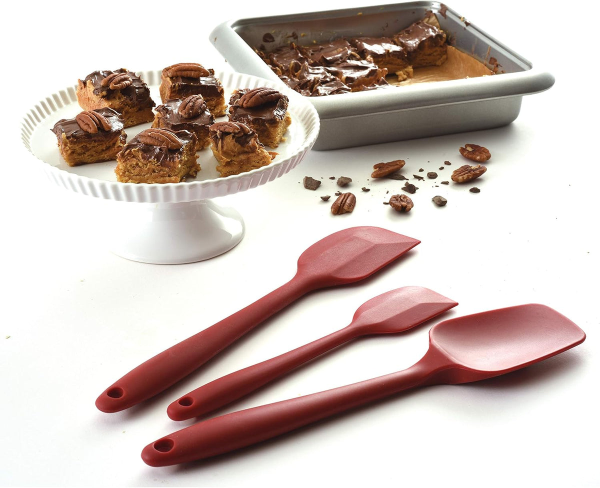 Red 3 Piece Silicone Spatula Set, large