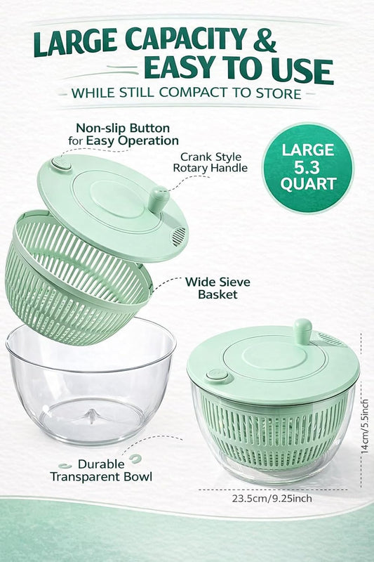Salad Spinner 7‑Piece Multifunction Set – Lettuce Spinner, Vegetable Washer, Salad Chopper, Slicer, Shredder & Grater – Salad Bowl with Lid & All‑in‑One Kitchen Gadget for Easy Prep