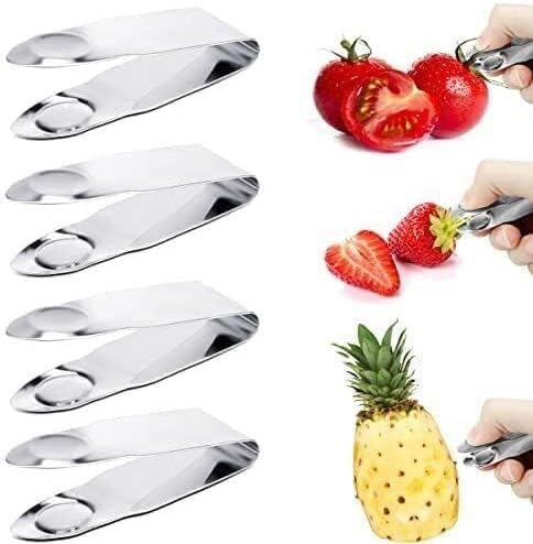 2 Pcs Stainless Steel Strawberry Huller Fruit Stem Remover Home Kitchen Tools for Cherry Tomato, Fruit Vegetable Tools, Silver, 2.8 * 1