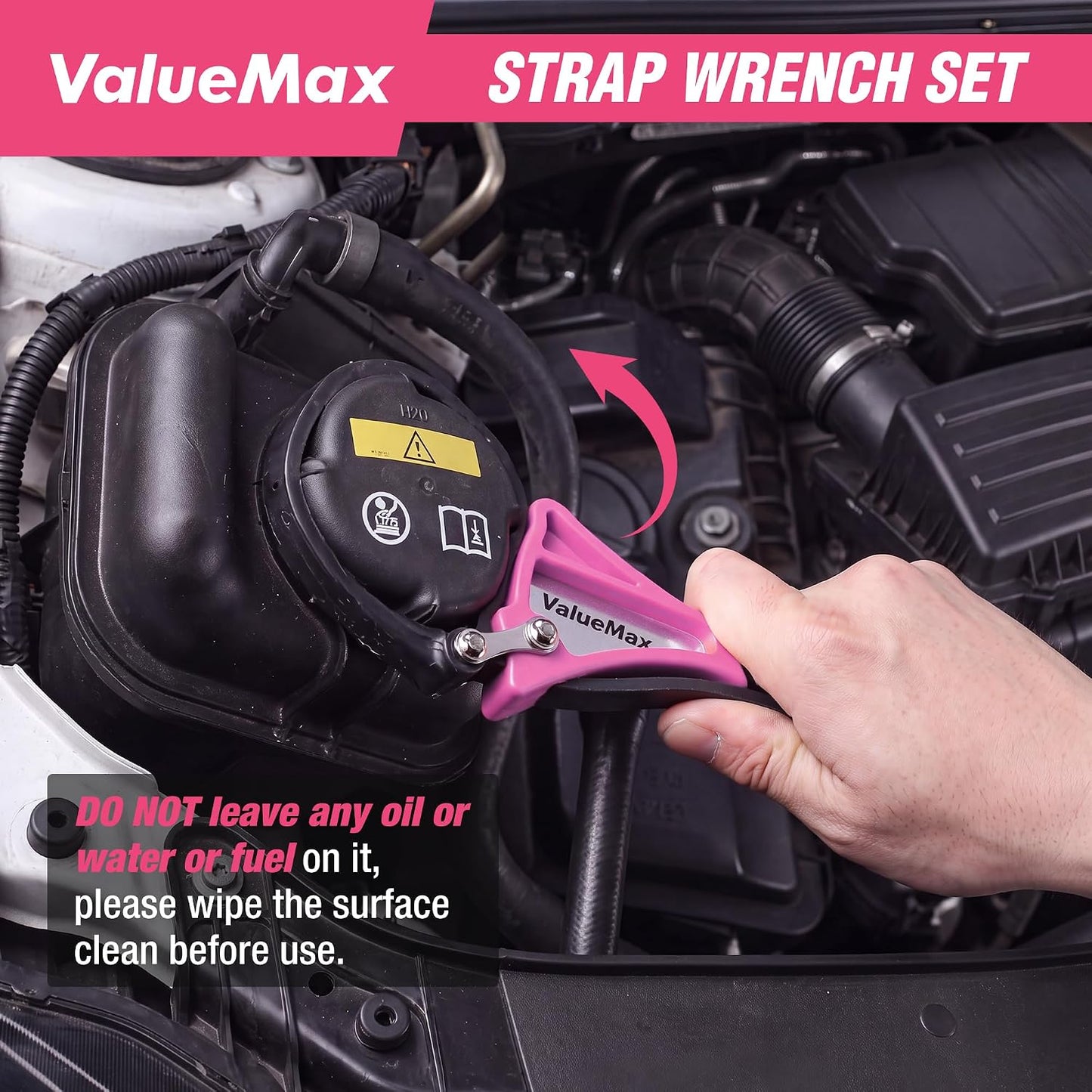 2-piece Strap Wrench Set, Adjustable Oil Filter Wrench for Shower Head Water Filter, Jar Opener Set | 4" (Small) and 6"(Large), Adjustable, No Scratch, Use for Faucet Shower Head Water Filter