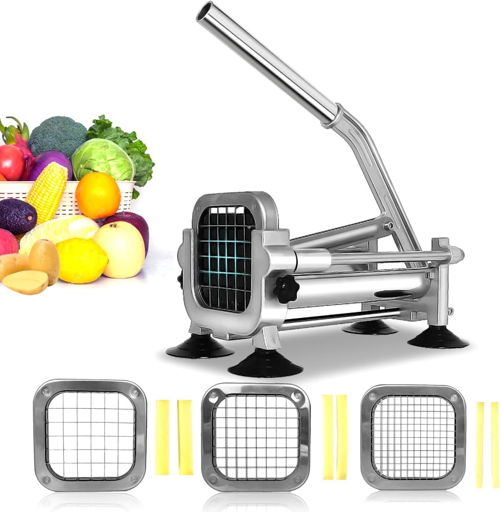 French Fry Cutter Stainless Steel Heavy Duty Manual Potato Slicer Commercial 1/2 Inch Blades Potato Cutter Blade (Accessory 1/2" Blade)