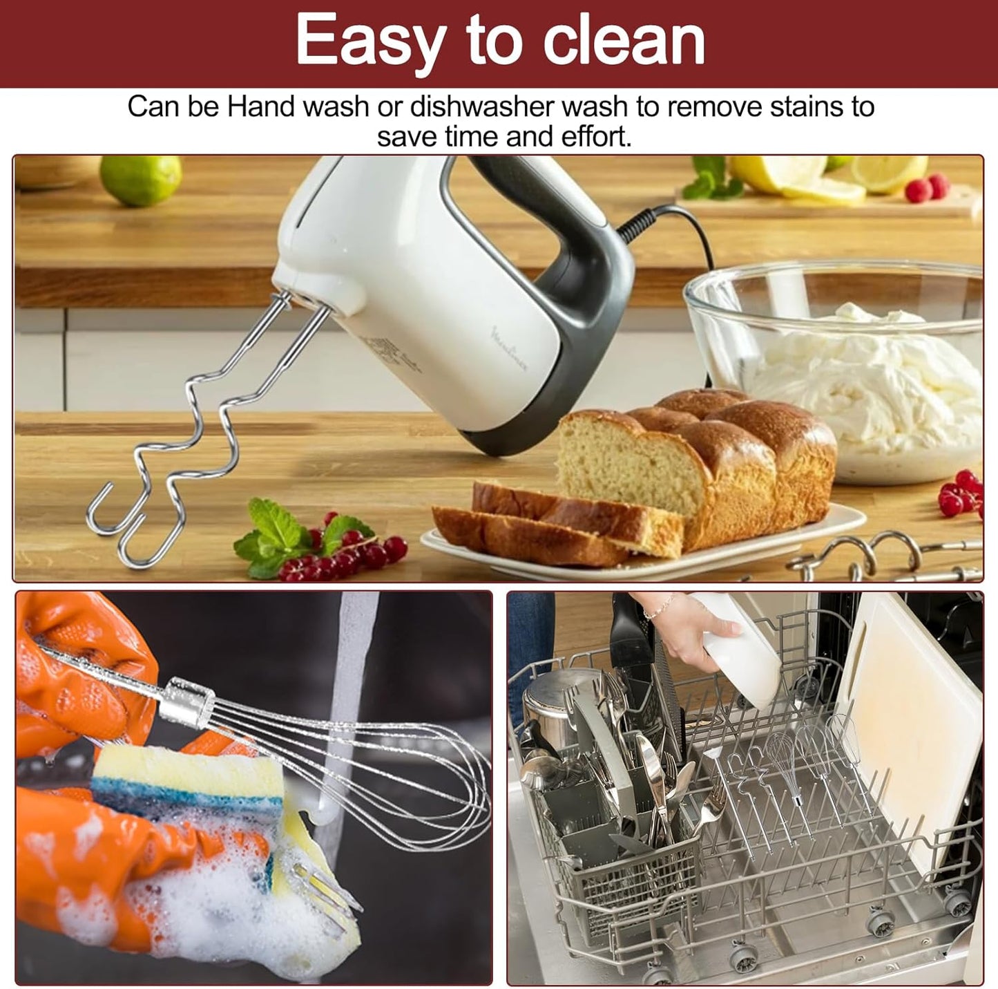 Hand Mixer Beaters Attachments for Cuisinart Hand Mixer CHM Series | 6 Pcs Hand Mixer Beaters Dough Hook and Blending Rod for Cuisinart Hand Mixer Attachments CHM-3 CHM-5 CHM-7 HM-50 HM-70