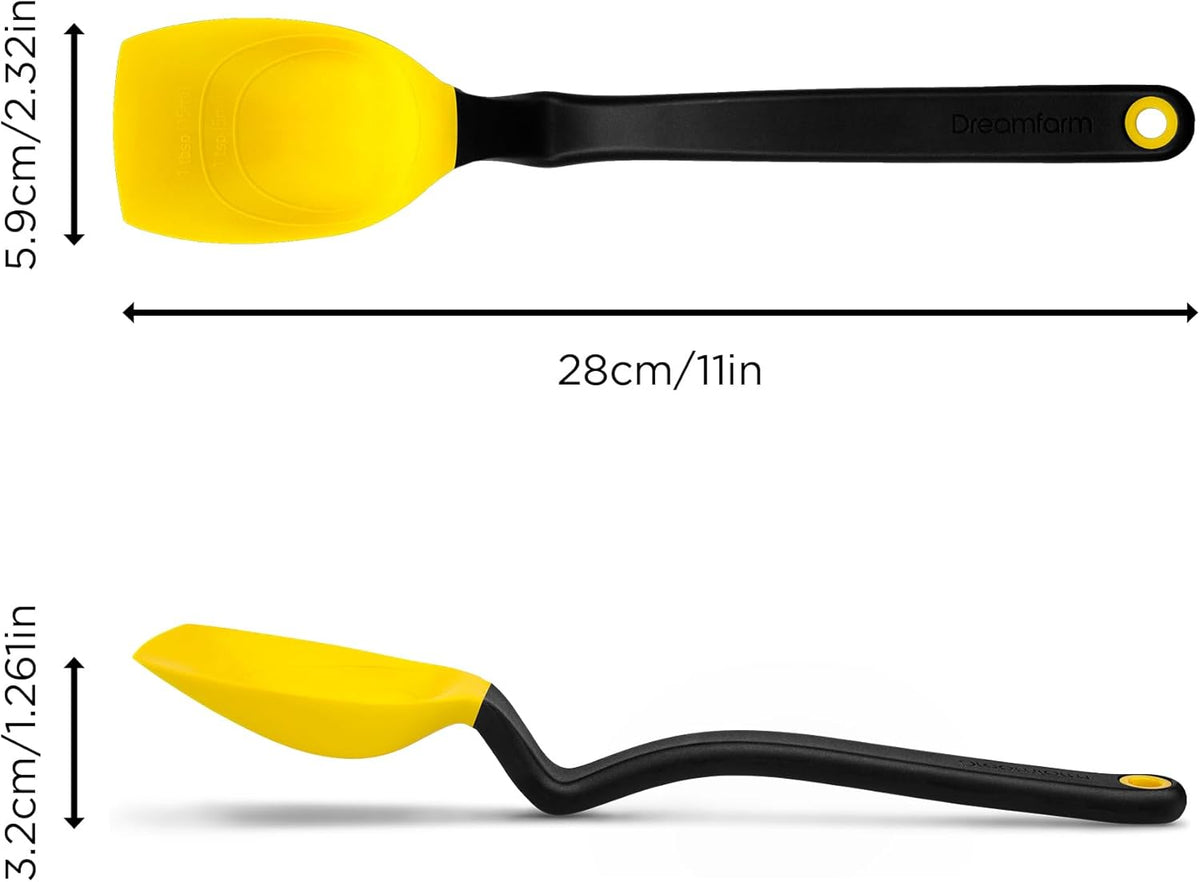 Supoon Non-Stick Sit-Up Silicone Scraping, Serving, Cooking Spoon Measures 5ml Tsp & 15ml Tbsp - 11" Red