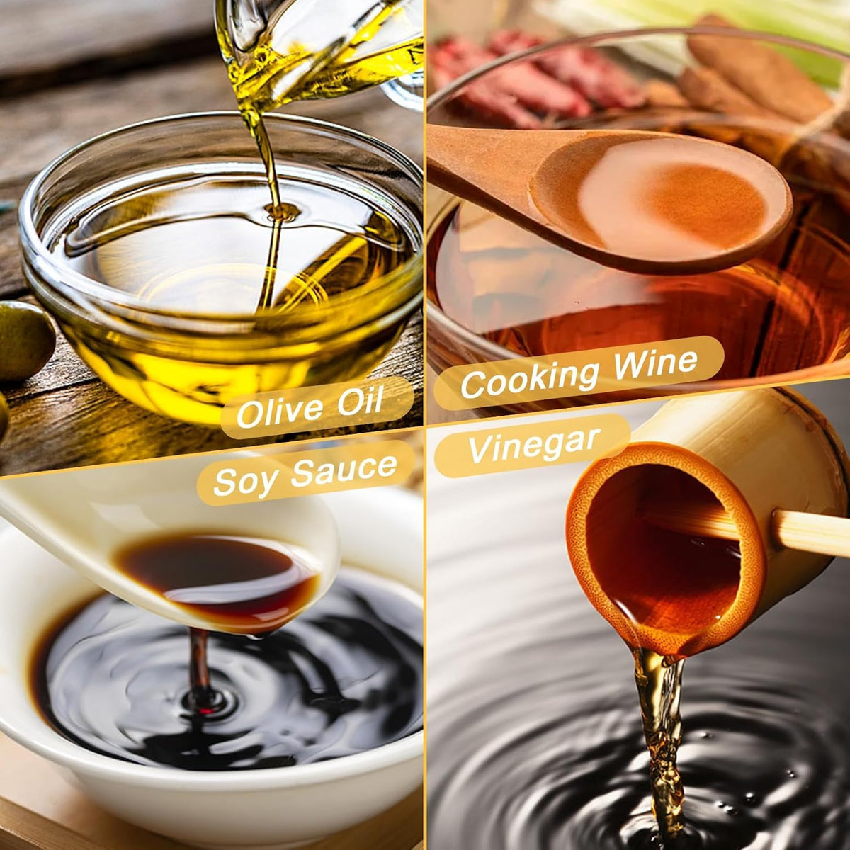 Olive Oil Dispenser Bottle, 2-Pack 500ml Glass Oil Dispenser for Kitchen with Stainless Steel Pourers - Oil and Vinegar Bottles Set Includes 2 Spouts, 4 Labels, 1 Funnel & 1 Brush