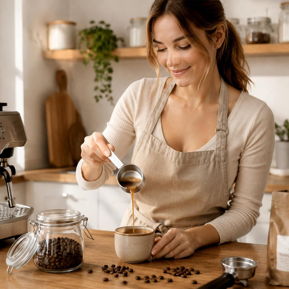 2 Pcs 1/4 Cup Scoop (60 ml / 2 oz) Measuring Cups Stainless Steel Coffee Scoop 1/4 Tsp for Dry and Wet Ingredients, Liquid, Pet Food(Dishwasher Safe)