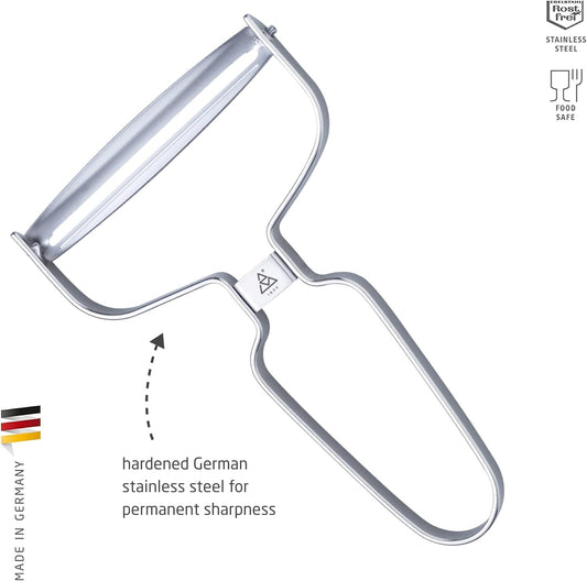 Y-Peeler - 3.5 in (90 mm) - Stainless Steel Horizontal Straight Blade - Peeler for Hard-Skinned Fruits & Vegetables - Ergonomic Handle - Dishwasher Safe - Made in Germany