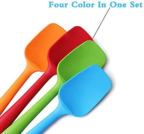 Food Grade Silicone Spatula Set Heat Resistant Small Rubber Spatulas,4 piece Silicone Spoonula Spatula Non-stick Baking Curved Spatulas Multicolor Dinnerware (21.7cm/8.56inch)