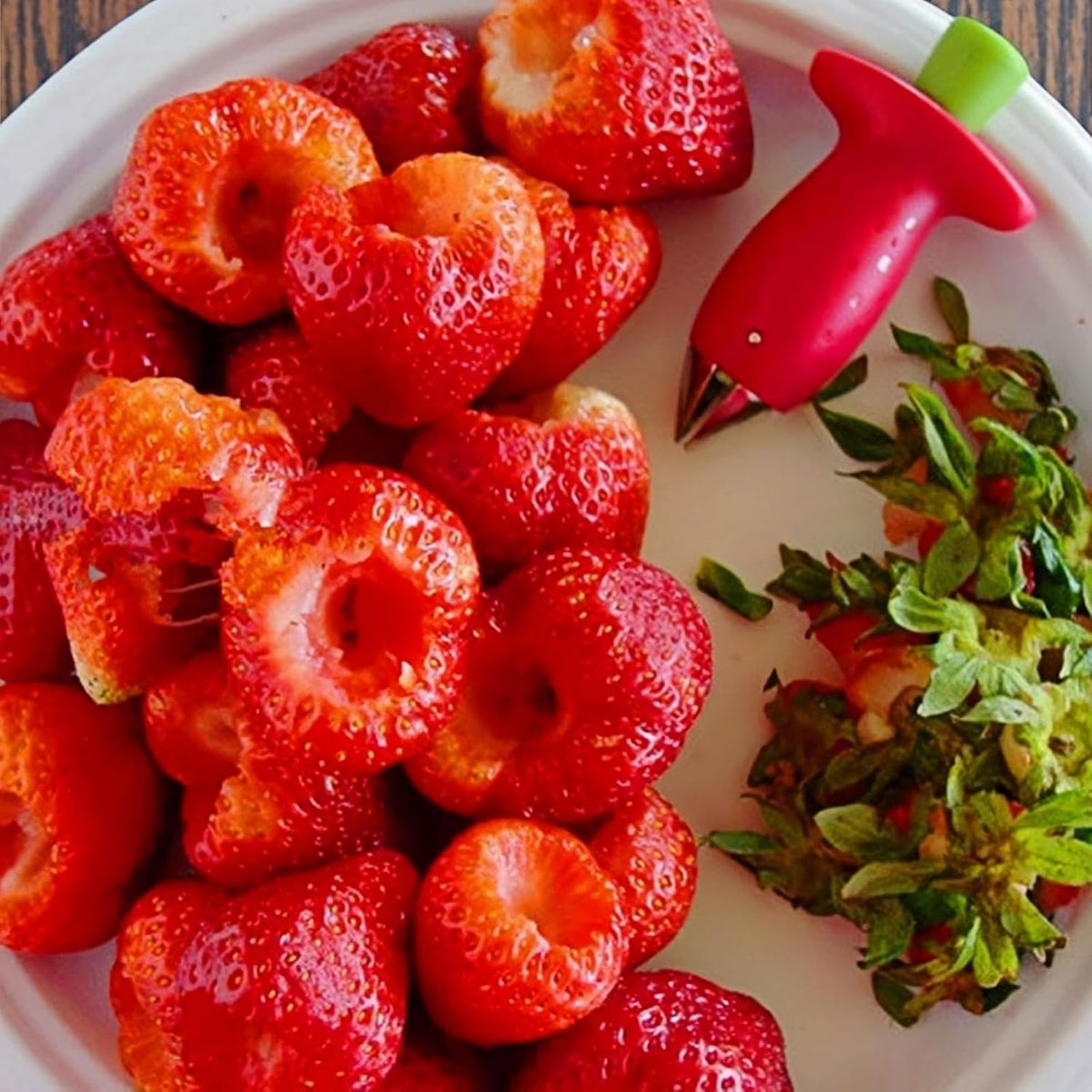 2 Pack Stainless Steel Strawberry Huller ,Tomato ,Pineapple Corer - Removes Stems & Cores Fast,Twist & Pop Design, Precise No Waste, ABS Anti-Slip Red Handle (3.7 Inch Kitchen Gadget)