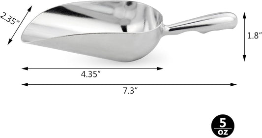 34509 One-Piece Cast Aluminum Round Bottom Bar Ice Flour Utility Scoop, 5-Ounce, Silver (Hand Wash Only)