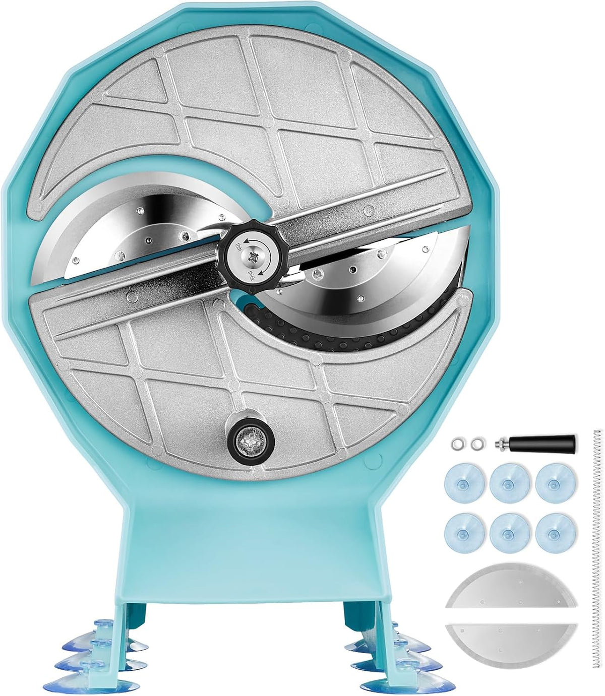 Manual Vegetable Fruit Slicer, 0-0.5"/0-12mm Thickness Adjustable Commercial Slicer Machine, Stainless Steel Food Cutter Slicing Machine with 2 Spare Blades, for Potato, Cucumber, Lemon, Tomato