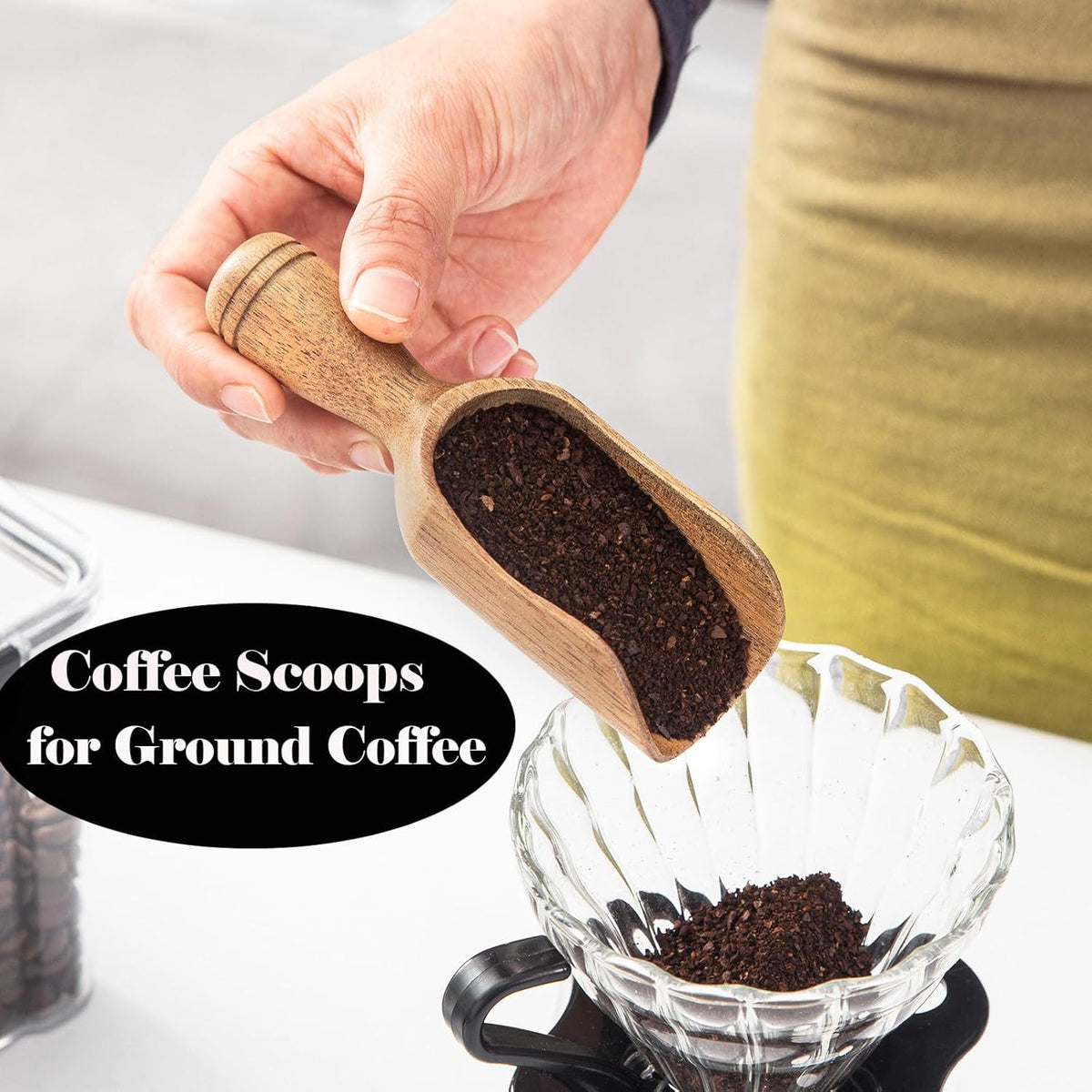 Wooden Scoops for Canisters Wooden Scoop for Jars Acacia 4.5″ Mini Scoop for Ground Coffee bath Scooper salt Laundry Scoop Measuring Spoon Shovel -Multipurpose