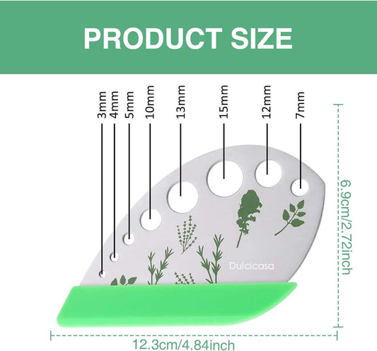 9 Holes Herb Leaf Stripper and Herb Cutter 2 in 1, Stainless Steel Fresh Herb Leaf Cilantro Chopper Stripping Tool