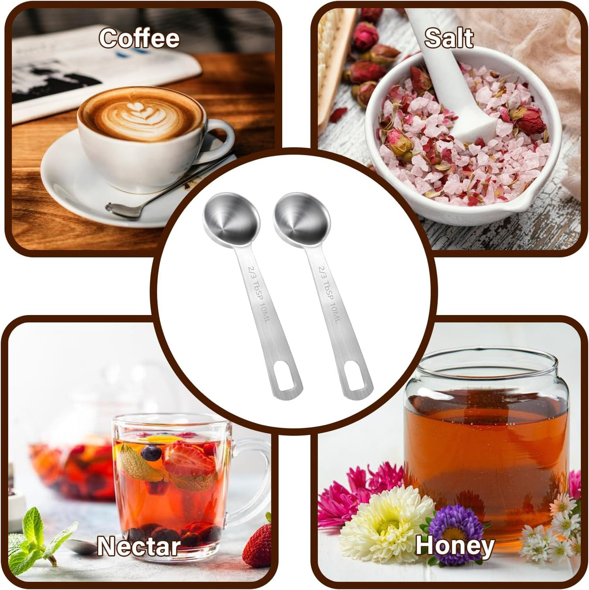 Measuring Spoons, 2 Pcs Stainless Steel Tablespoon 3.75ML / 3/4 TSP, Small Metal Teaspoons for Measuring Dry and Liquid Ingredients