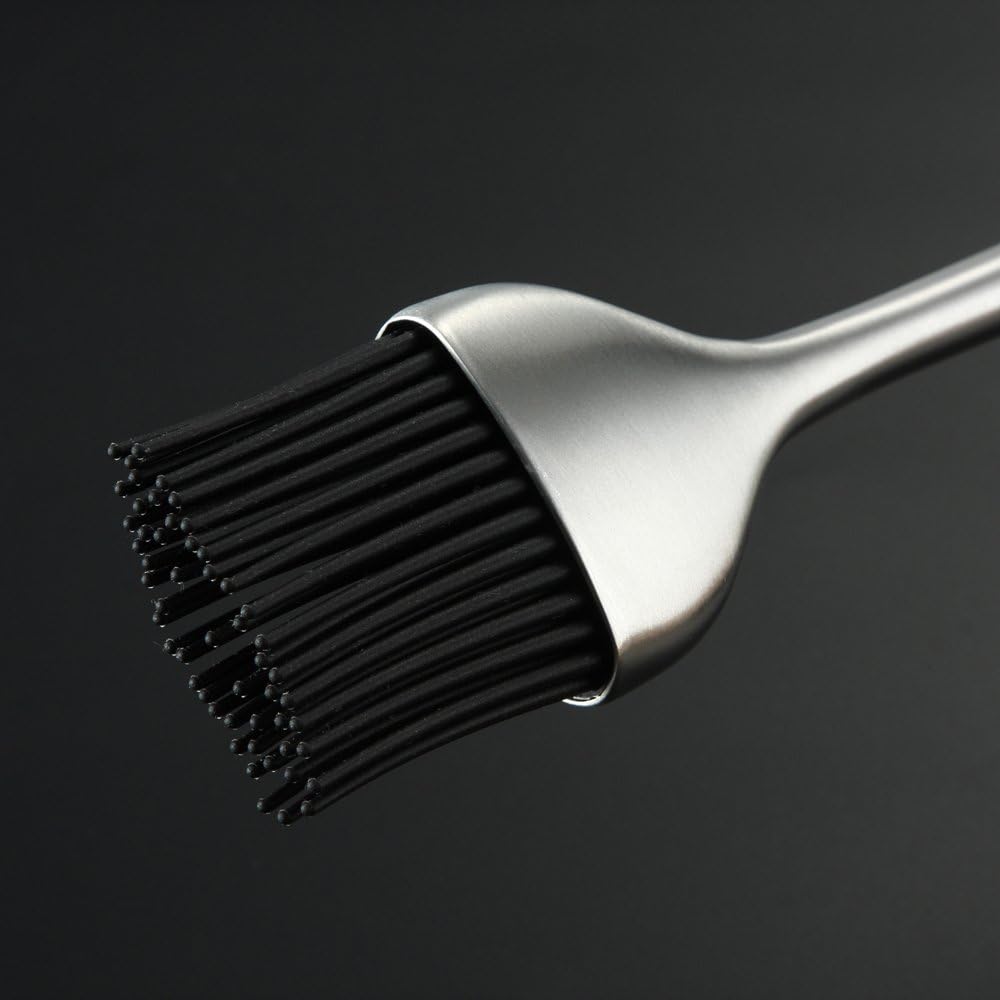 Heavy-duty BBQ Basting Brush - Silicone Bristles with 12 Inch Stainless Steel Handle - Make Grilling Easy - 5 Year Guarantee