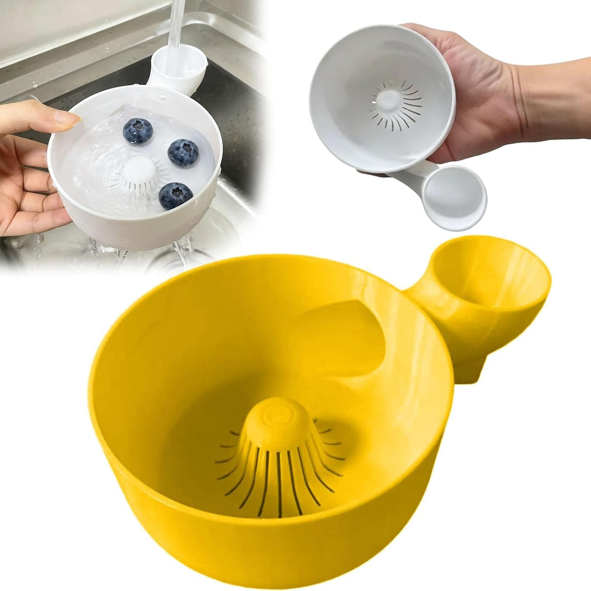 Smart Fruit & Veggie Washer, Automatic Vegetable and Fruit Washer, Printing Automatic Fruit Cleaner Spinner, Vortex Spin Produce Cleaner for Berries, Leaves, Grapes (Green, 5.5in)