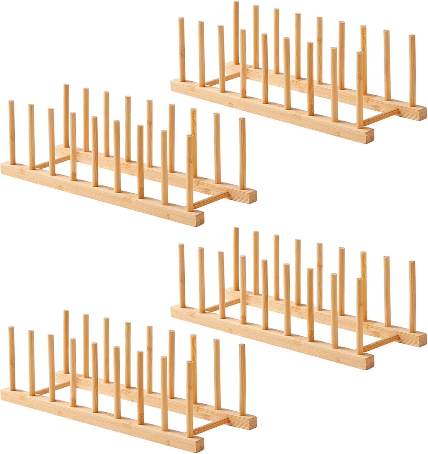 Bamboo Dish Dying Rack - Pot Lid Plate Organizer Holder for Cabinet - Cutting Board Organizer-Plate Rack for Dish, Pot Lid, Bowl, Cup, Cutting Board