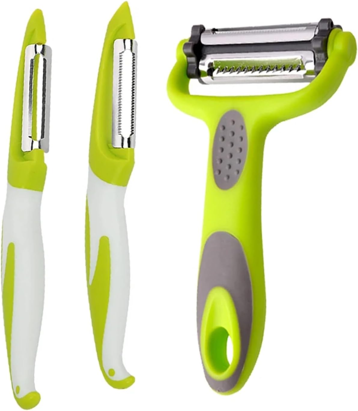 2-in-1 Stainless Steel Peeler and Julienne Cutter – Vegetable Fruit Shredder for Potatoes, Carrots, Cucumbers – Ergonomic Handle, Dishwasher Safe Kitchen Tool (1/2/3 Pack)(1Pc Flat)