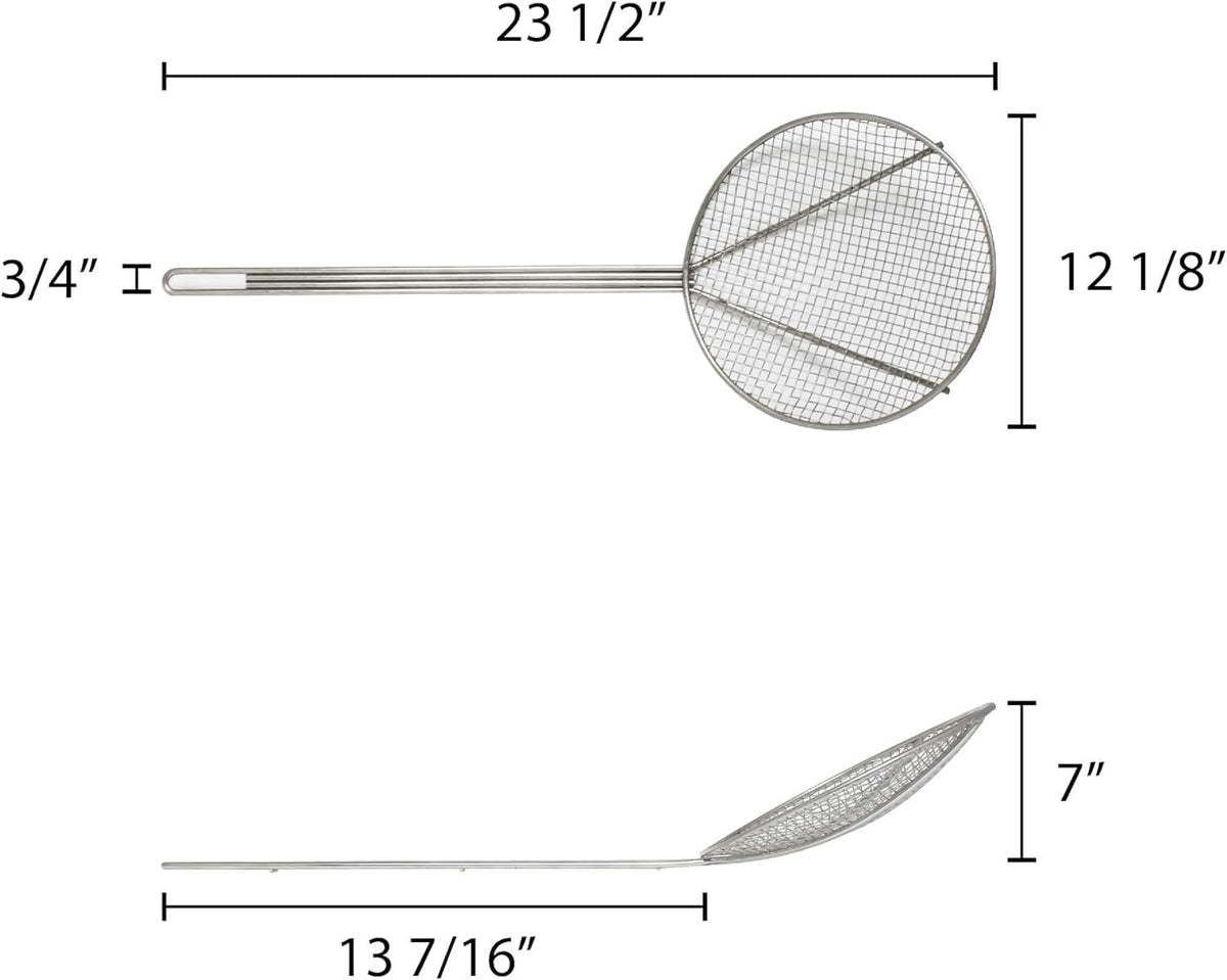 6-Inch Round Wire Skimmer with 13-Inch Handle Nickel Plated Kitchen Strainer Spoon for Cooking Frying Pasta Rice Quinoa Vegetables Fruits Sifting