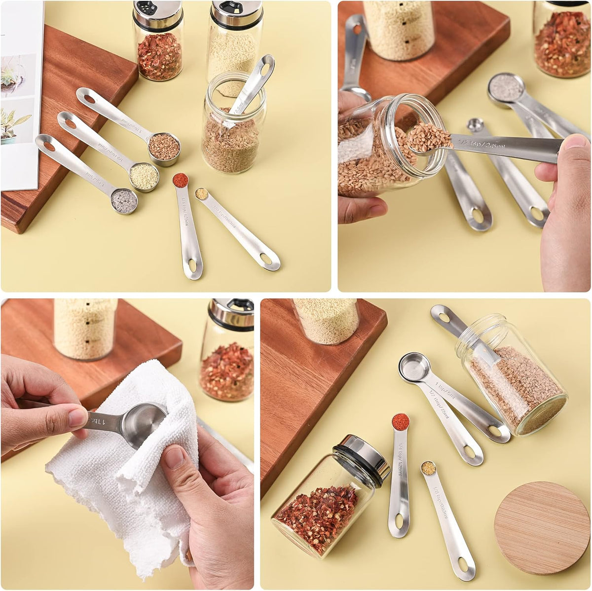 Measuring Cups and Spoons Set, 18/8 Stainless Steel Measuring Cups and Spoons Set, 5 Metal Measuring cup & 6 Baking Measuring Spoon, Imperial & Metric Measure Cup and Spoon Set 11