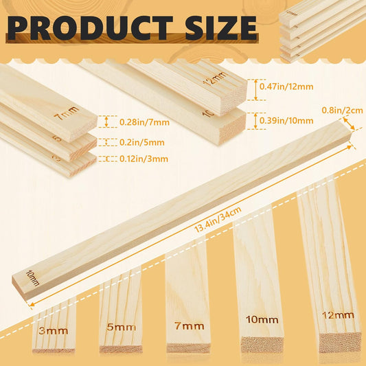 10 Pcs Clay Pottery Rolling Pin Guides Wood Teaching Rolling Mud Stick Guide Set Polymer Clay Depth Thickness Guide Pottery Mudboard Tools (5 Size,Wood Color)