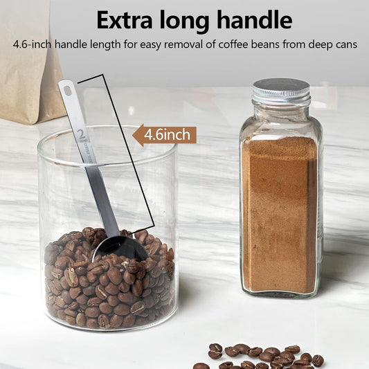 2 Tablespoon Stainless Steel Coffee Scoop - Perfect Measuring Spoon for Ground Coffee, Espresso - Durable Serving Utensil (30ml), Silver, BD-003