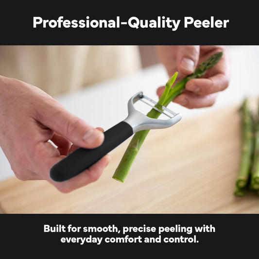 Stainless Steel Vegetable Peeler - Dishwasher Safe Y Peeler - Easy to Use with Potatoes, Cabbage, Carrots, and More - Progessional Grade Kitchen Tool - Black