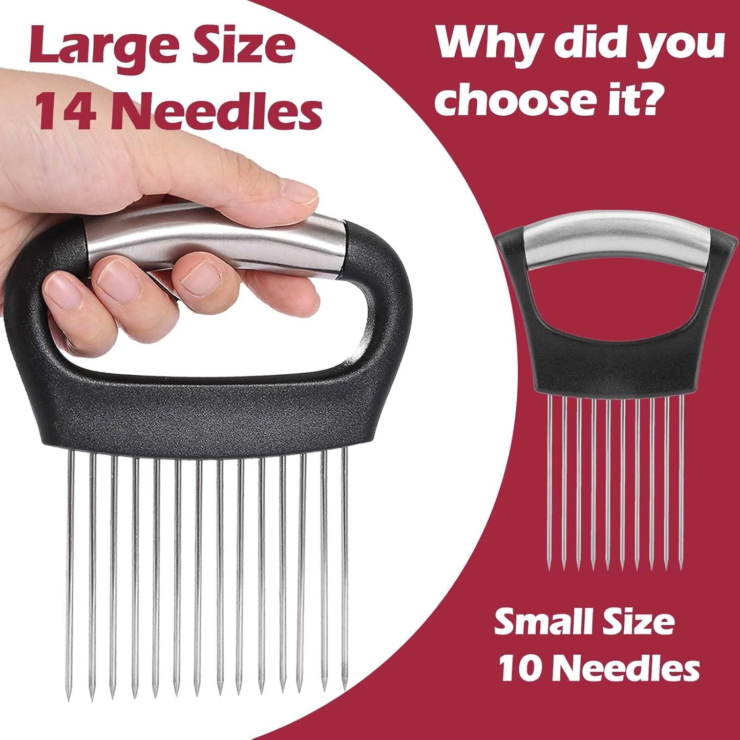 Large Onion Holder for Slicing, 304 Stainless Steel | Large Onion Cutter Vegetable Chopper, Tomato Slicer for Potato, Practical Meat Tenderizer Tool