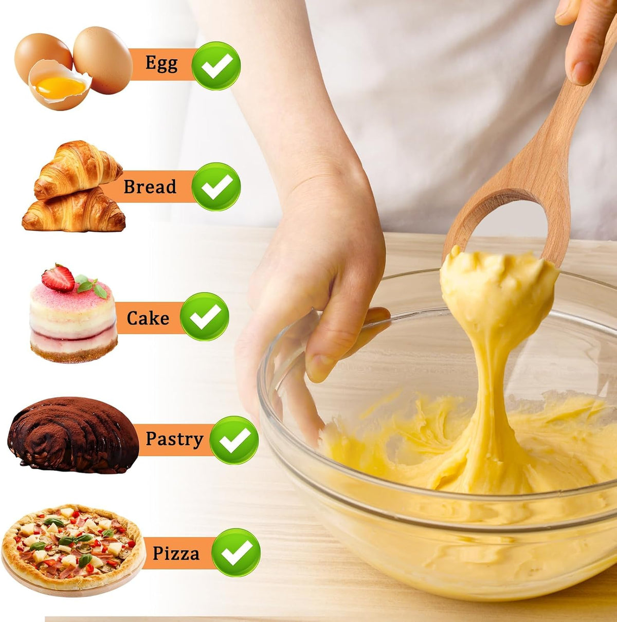 Danish Dough Whisk, Wooden Bread Whisking Tool for Mixing, Sourdough Whisk for Mixing Egg Pizza Bread Baking Tools and Supplies