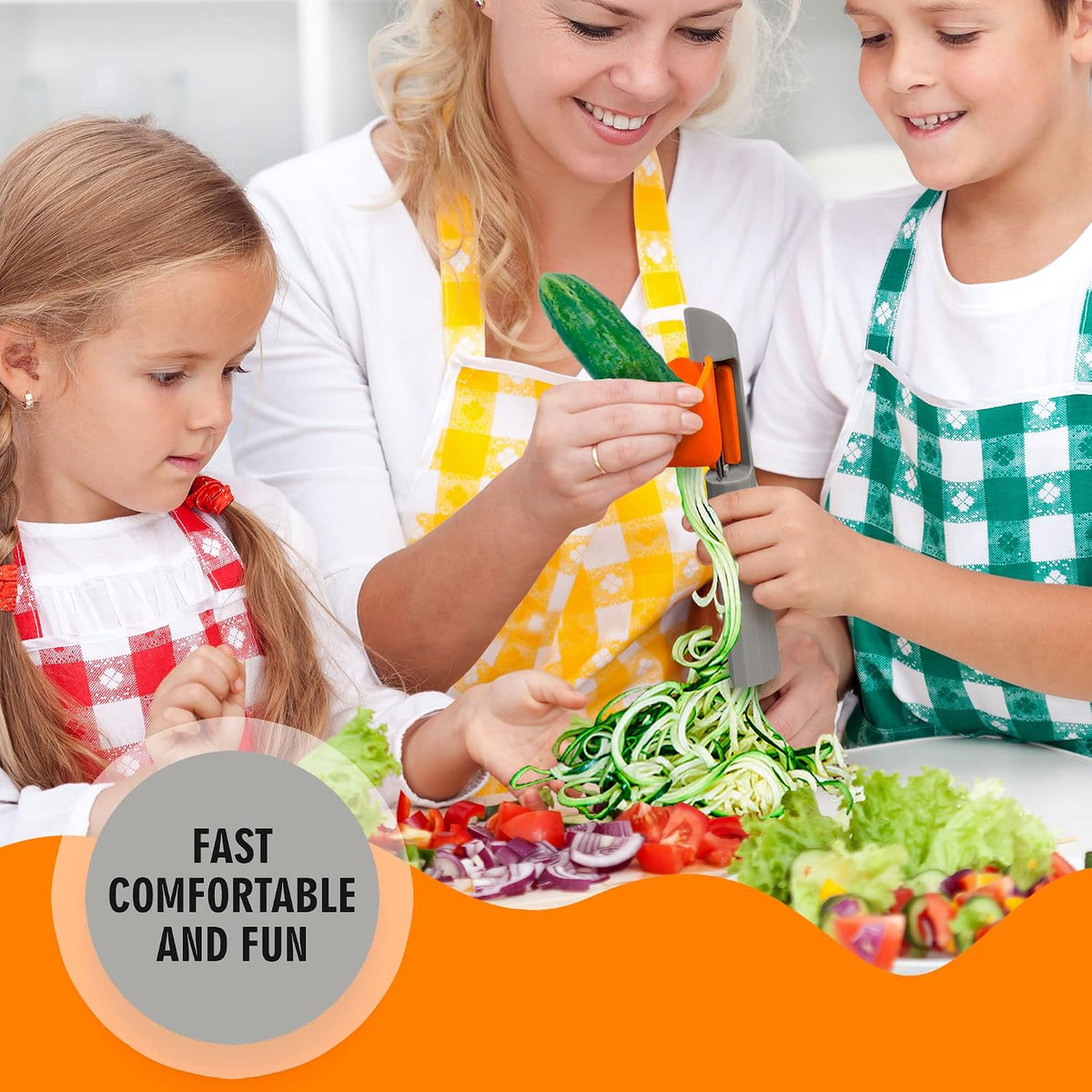 Handheld Vegetable Spiralizer, Stainless Steel Rotary Vegetable Peeler with Non Slip Handle, Veggie Cutter Julienne Peeler for Carrots Zucchini