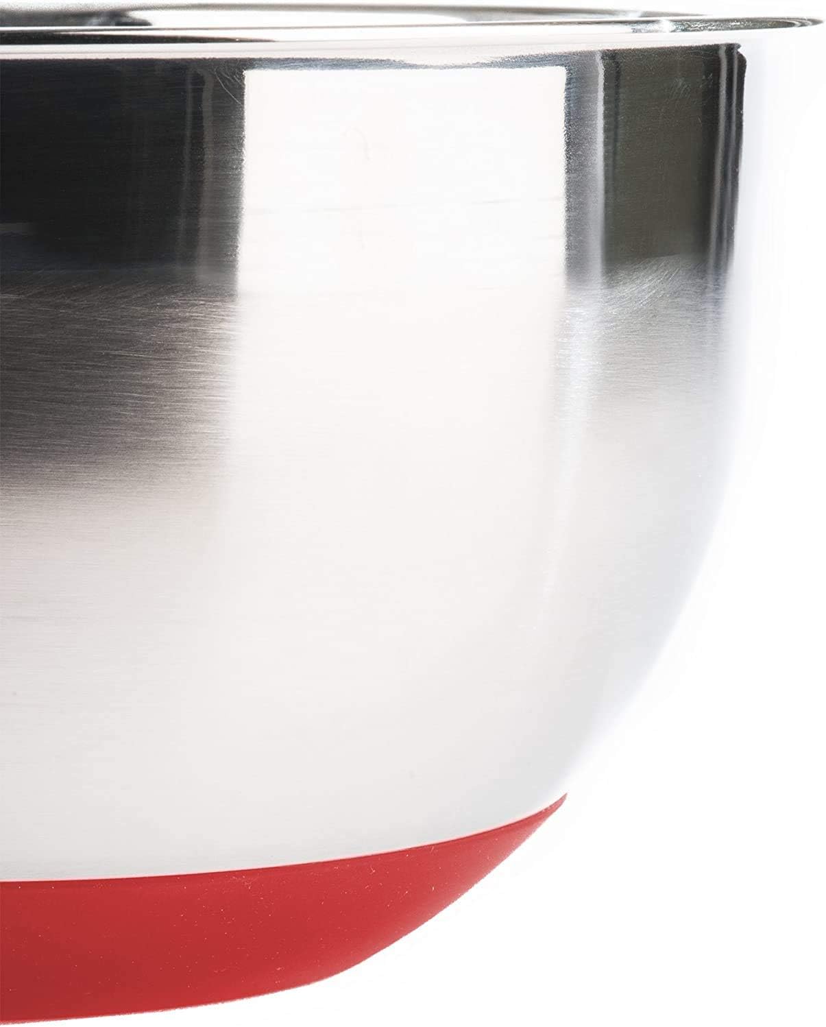 Stainless Steel Mixing Bowls with Lids and Non Slip Bases (Set of 3, Red)