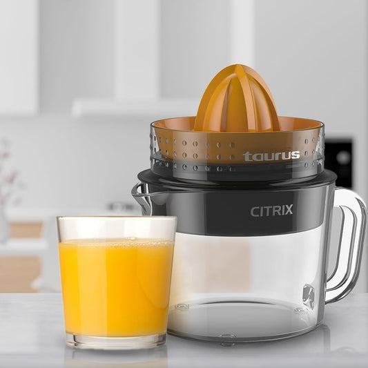 Citrus Juicer with 2 Interchangeable Cones, Premium Glass Container, Easy-to-Clean, Compact Design, Perfect for Limes, Oranges, and Lemons - Durable, Hygienic, and Versatile for Everyday Use