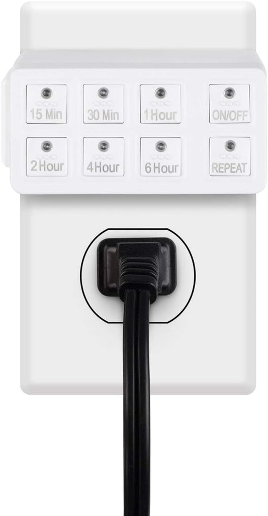 Indoor Countdown Timer with Repeat Function, 3-Prong Outlet Timer | Heavy Duty Accurate Compact Size for Charger Vacation Security, 15A/1875W 1⁄2 HP ETL Listed