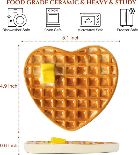 Waffle Spoon Rest for Stove Top Cute Spoon Holder for Kitchen Counter | Ceramic Cute Spoon Rest, Coffee Spoon Rest for Coffee Bar, Kitchen Whimsical Decor, Cute Kitchen Decor and Accessories Yellow